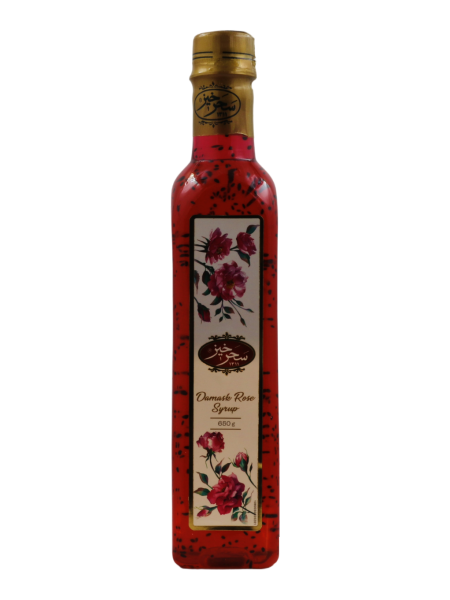 Rote Rosen Sirup mit Basilikumsamen - Saharkhiz