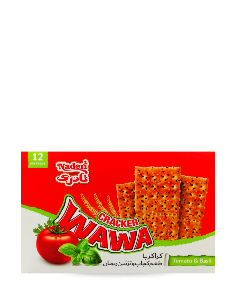 Cracker mit Ketchup und Basilikum - Naderi
